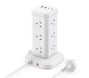 S0eb7851e7b464beba40da3ea93db0307r.webp 12-Outlet Tower Power Strip with Surge Protection, 2 USB-A, 2 USB-C & 2m Extension Cord (AU Plug)