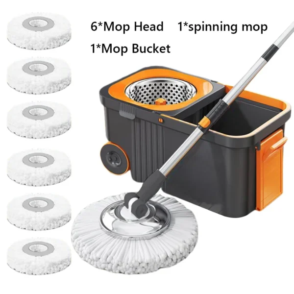 S13af21598ba141ebacc3ef09b02ff48cu.webp Spin Mop & Bucket Set with 6 Replacement Heads | Hands-Free Self-Wringing Floor Mop