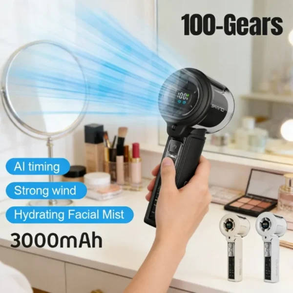 S2d5b3ae6d29b42b6a7dc2ae612e79e14N.webp Portable Rechargeable Handheld Mist Fan | LED Display Cooling Spray Fan