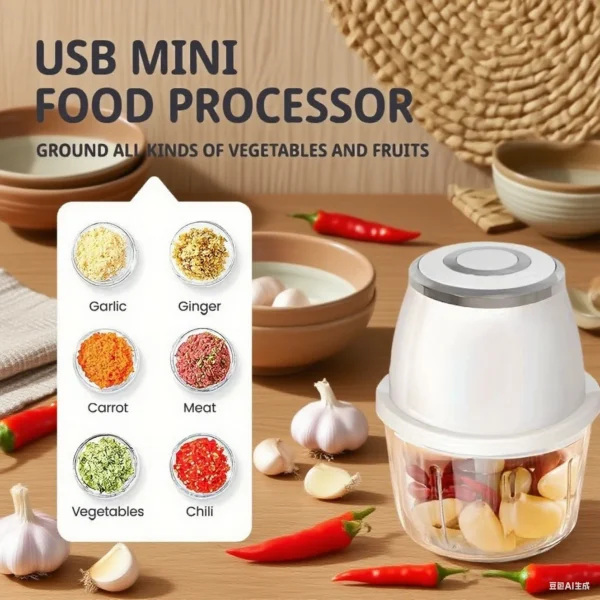 S4605580ae6834871a4a2ce81e73fc358e.webp 350ml USB Electric Food Chopper | Multifunction Meat Grinder & Vegetable Processor