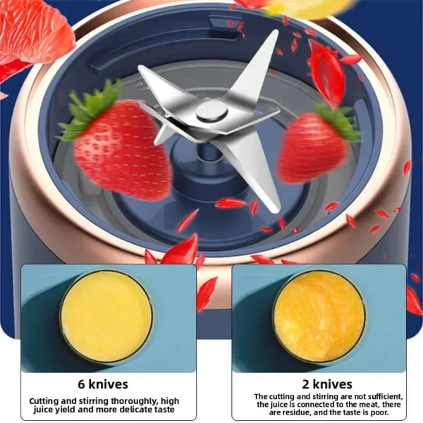 S68103ba9a8254f548a9dd2e25df786b0t.webp Portable USB Personal Blender | 6-Blade Mini Fruit Juice & Smoothie Maker
