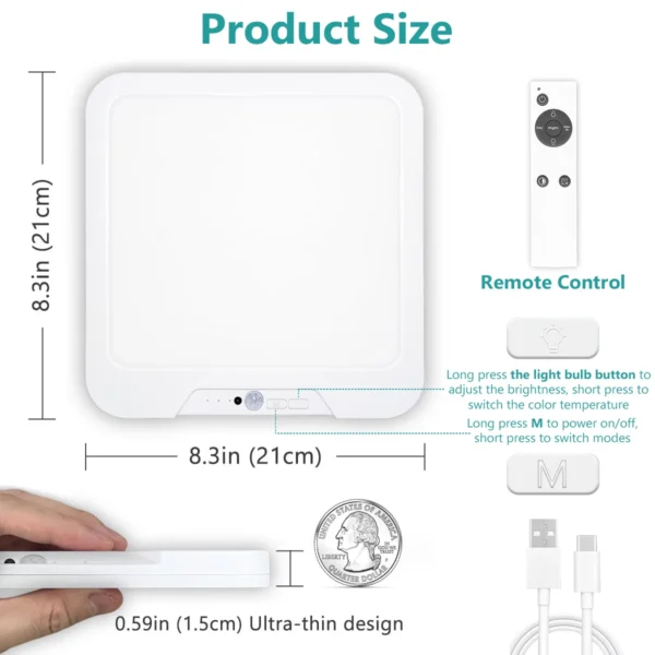 S73df3fbd3e244c169c83422493f3c17cs.webp Smart LED Ceiling Light with Motion Sensor & 6000mAh Battery Backup | Remote & Wall Switch Control