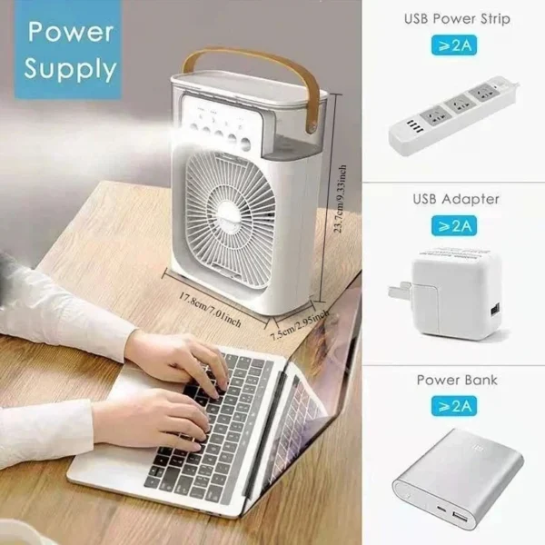 S73fa1440faef41749a56bd70bb100dd0M.webp 3-in-1 Mini Air Cooler | Portable Cooling Fan with Humidifier & LED Night Light