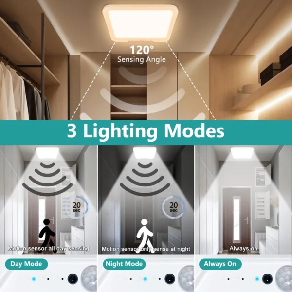 S86b3c69812f3426ba946f91d5ba5b622O.webp Smart LED Ceiling Light with Motion Sensor & 6000mAh Battery Backup | Remote & Wall Switch Control
