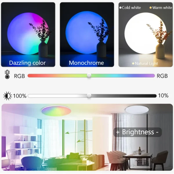 Sa50f3467175b4e46a905457f415265962.webp MARPOU RGB Smart LED Ceiling Light with App & Remote Control | Dimmable 36W/54W Ceiling Lamp
