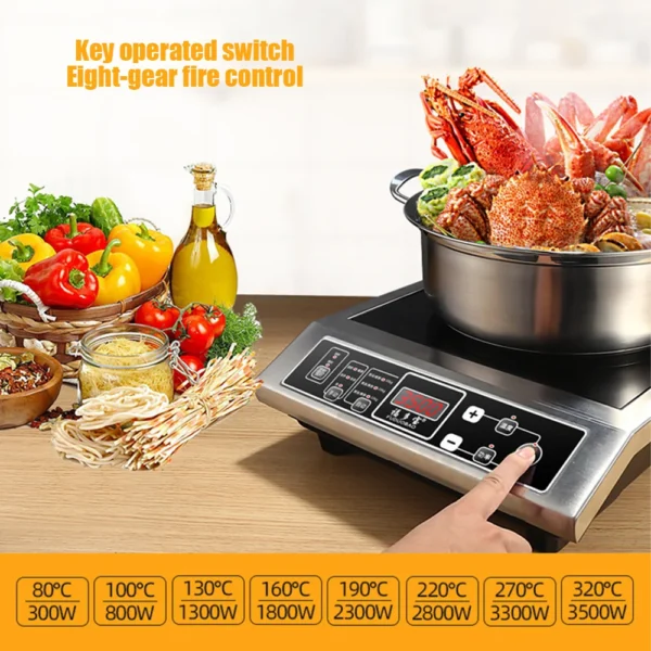 Sb7d82d098194448cbb777d7cc7da77b1B.webp 3500W Commercial Induction Cooker | Stainless Steel High-Power Electric Cooktop