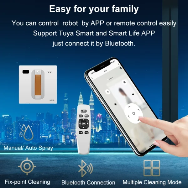 ABIR WD8 Window Cleaning Robot | AI Glass Cleaner with Dual Ultrasonic Spray & Laser Navigation