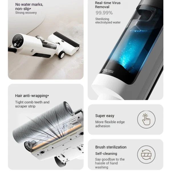 Se6a532376cdd400a83a8057af43c5239V.webp Xiaomi Mijia Cordless Wet & Dry Vacuum 2C | Anti-Tangle Brush with Electrolytic Water Sterilization